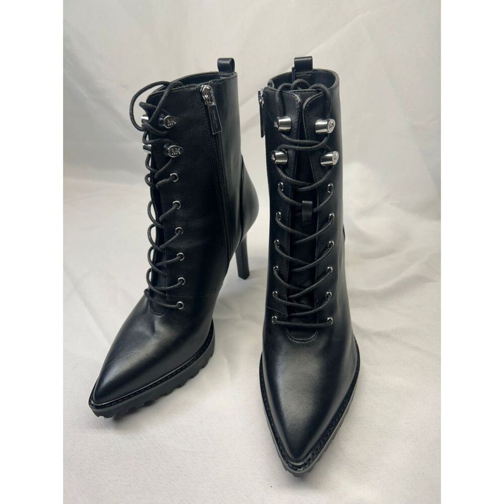 Michael Kors Lace up Kyle Bootie Leather 8M Moto Silleto NIB Boot Retail $225